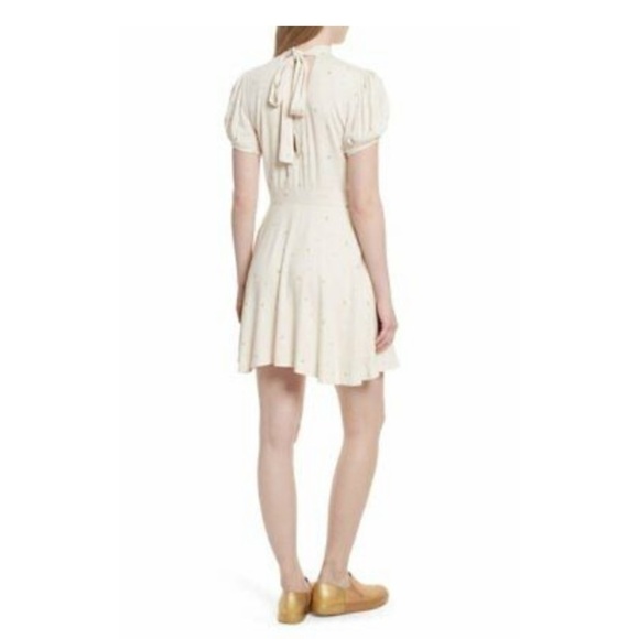 Free People Ivory Green Speckled Abbie Fit/Flare Dress 6 Wedding Graduation NWT - Picture 12 of 13